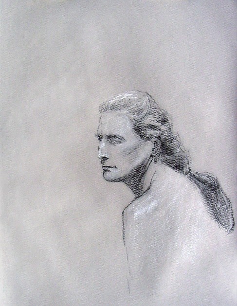 pondering grey woman